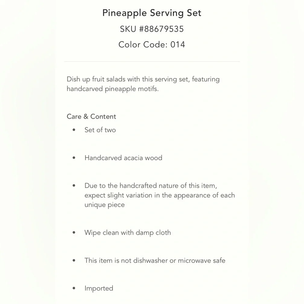 COPY - NWT Anthropologie Pineapple Serving Set